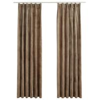 Gordijnen verduisterend 2 st met haken 140x175 cm fluweel beige - thumbnail