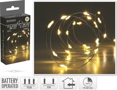 Zilverdraad met 20 micro led lampjes warm wit