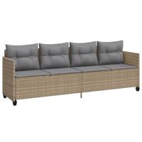Ligbed met kussens poly rattan beige - thumbnail