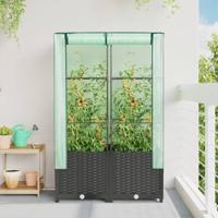 Plantenbak verhoogd met kashoes 80x40x138 cm rattanlook - thumbnail