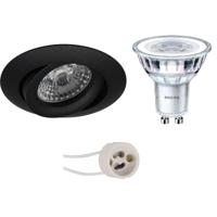 Philips LED Inbouwspot Set GU10 - Mat Zwart - Ø82mm - Kantelbaar - 3.5W 3000K - thumbnail