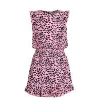 Cars jurk Xuxa met panterprint en ruches roze/zwart - thumbnail