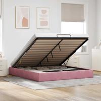 Ottoman bedframe zonder matras 200x200 cm fluweel roze - thumbnail