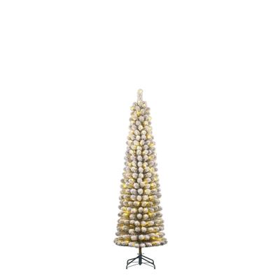 Kunstkerstboom Charlton pilar groen frosted H155 x dia. 48 cm met 90 LED warm wit Black Box - Black box