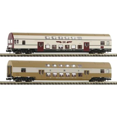 Fleischmann 6260074 N set van 2: Dubbeldeksrijtuig DBmue, DBmq van de DR Fleischmann 6260074 N set van 2: Dubbeldeksrijtuig DBmue, DBmq van de DR