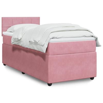 Boxspring met matras fluweel roze 160x200 cm