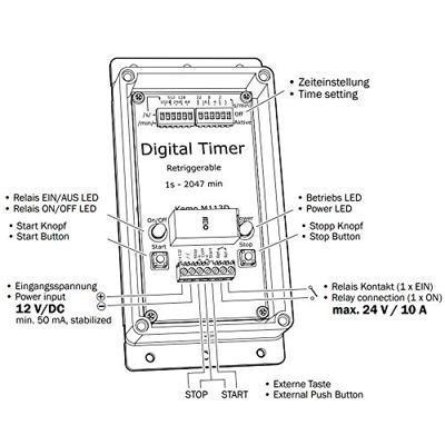 Kemo M113D Tijdschakelaar digitaal Kant-en-klaar 12 V/DC