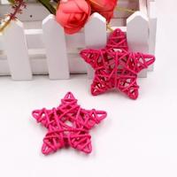 10 stuks 6cm kunstmatige stro bal DIY decoratie rotan sterren Christmas decor Home ornament Supplies (roze) - thumbnail
