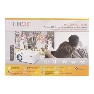 Technaxx TX-113 Beamer LED 1800 ANSI-lumen 800 x 480 WVGA Met afstandsbediening, VGA-ingang, Geïntegreerde luidspreker