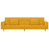 Slaapbank 2-zits met 2 kussens stof geel - thumbnail