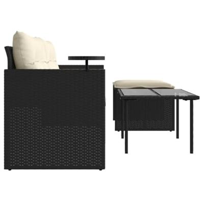 3-delige Loungeset met kussens poly rattan zwart 3-delige Loungeset met kussens poly rattan zwart