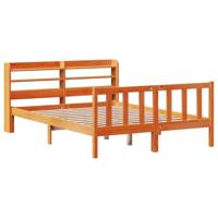 Bedframe met hoofdbord grenenhout wasbruin 140x200 cm - thumbnail