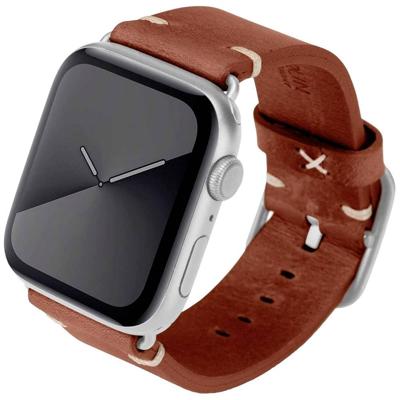 JT Berlin Alex Vintage armband voor Apple Watch 42 mm / 44 mm leren armband [Watch SE, Series 6 / 5 / 4 / 3 / 2 / 1, zacht lederen reserveband, roestvrijstalen sluiting] bruin (maat M/L)