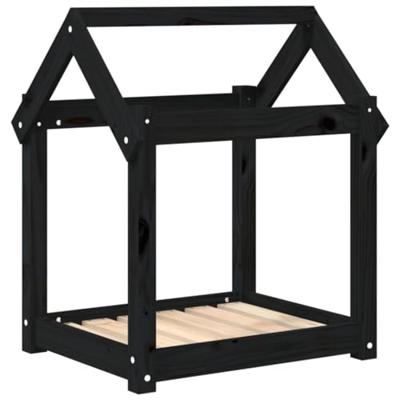 VidaXL Hondenmand 61x50x70 cm massief grenenhout zwart VidaXL Hondenmand 61x50x70 cm massief grenenhout zwart