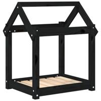 VidaXL Hondenmand 61x50x70 cm massief grenenhout zwart - thumbnail