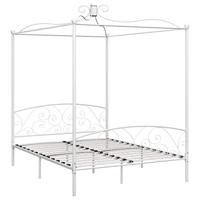 Hemelbedframe metaal wit 180x200 cm - thumbnail