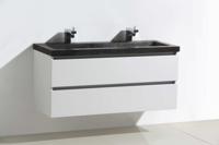 Lambini Designs Trend Stone badkamermeubel hoogglans wit 120cm, 2 kraangaten - thumbnail