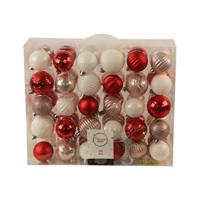 Kerstballen Mix 60 st. Wit/Rood/Roze Decoris - Decoris - thumbnail