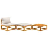 3-delige Loungeset met kussens massief acaciahout - thumbnail