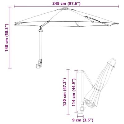 Tuinparasol Beige en zwart 248 x 248 x 148 cm