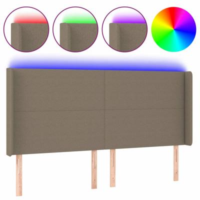Hoofdbord LED 163x16x118/128 cm stof taupe