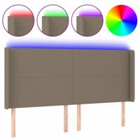 Hoofdbord LED 163x16x118/128 cm stof taupe - thumbnail