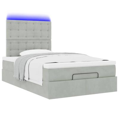 Ottoman bed met matrassen en LED's 180x200cm fluweel lichtgrijs