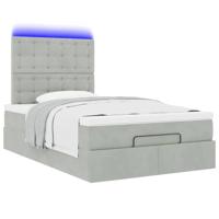 Ottoman bed met matrassen en LED's 80x200cm fluweel lichtgrijs - thumbnail