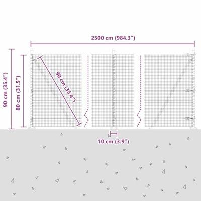VidaXL Afrasteringspaal zilver 25 x 0,8 m (19 x 19 mm gaas) staal