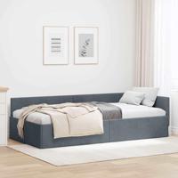 Hoekbedframe Donkergrijs 80 x 200 cm Fluweel en Engineered hout - thumbnail