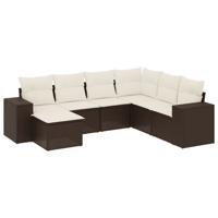8-delige Loungeset met kussens poly rattan bruin - thumbnail
