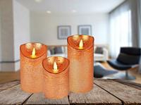 Anna&apos;s Collection LED kaars flame effect rustiek 7.5x12.5cm koper 1 stuks - thumbnail