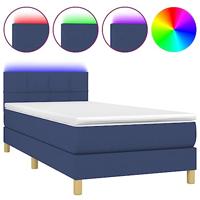 Boxspring met matras en LED stof blauw 100x200 cm - thumbnail