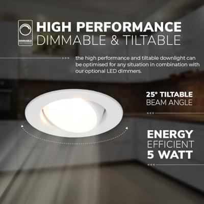 Malta LED inbouwspot - 5 Watt 360 lumen - Dim to warm - Rond - Kantelbaar - IP44 waterdicht - Wit - Incl. Quick Connector box - Wit