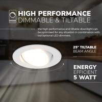 Set van 6 Malta LED inbouwspots - 5 Watt 480 lumen - Dim to warm - Rond - Kantelbaar - IP44 waterdicht - Wit - Incl. Quick Connector box - thumbnail