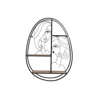 Planken Home ESPRIT Zwart Natuurlijk Metaal Hout MDF 53 x 12,2 x 72 cm Voor aan de muur - thumbnail