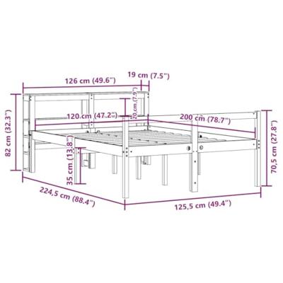 Seniorenbed met hoofdbord massief grenenhout 120x200 cm