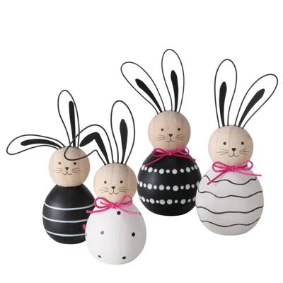 Boltze Home Beeld hout happy haas zwart/wit 2 stuks