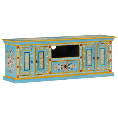 Tv-meubel 110x30x40 cm massief mangohout blauw