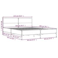 Bedframe bewerkt hout metaal grijs sonoma eiken 140x200 cm - thumbnail