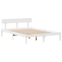 Bedframe zonder matras massief grenenhout wit 140x190 cm - thumbnail