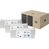 HP 81 (C5070A) Inktcartridge Licht-cyaan Voordeelbundel 3-pack - thumbnail