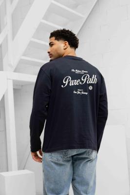 Pure Path Italian Dream Longsleeve T-Shirt Heren Donkerblauw - Maat L - Kleur: Donkerblauw | Soccerfanshop