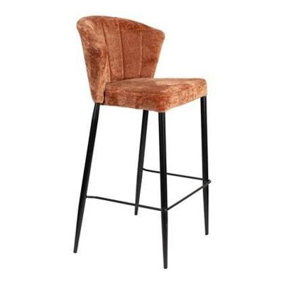 Dutchbone Barstoel 'Georgia' Chenille, kleur Terra (zithoogte 75cm)