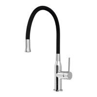 Keukenmengkraan Sapho Sili 1-hendel 47.5 cm met Siliconen Uitloop Chroom Zwart - thumbnail