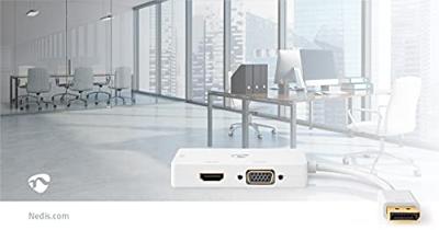 Nedis CCGP37366WT02 Displayport Multipoort-adapterkabel Mini-displayport Male - Vga Female + Dvi-d 24+1-pins Female + Hdmi™ 2.0 Uitgang 0,2 M Wit
