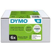 Etiket dymo labelwriter naamkaart 54x101 6st wit - thumbnail