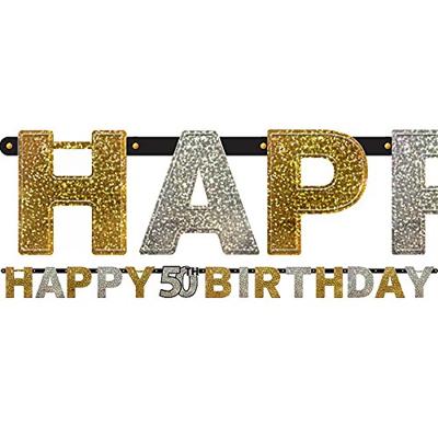 Letterbanner 50 Jaar Sparkling Goud/Zilver - thumbnail