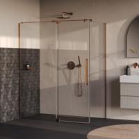 BRAUER Stellar douchecabine met draaideur helder glas 160x100x200 omkeerbaar incl. glascoating PVD koper geborsteld - thumbnail