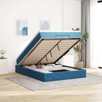 Ottoman bed met matras 140x190cm fluweel donkerblauw - thumbnail